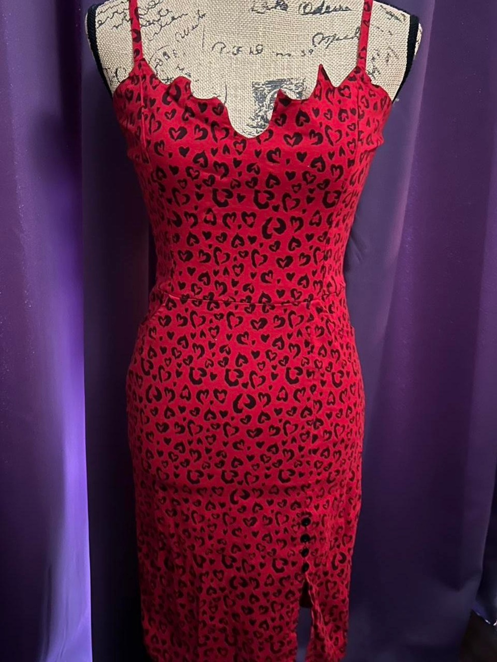 Bonsai Kitten Red Leopard Print Bodycon Midi Dress - Women's